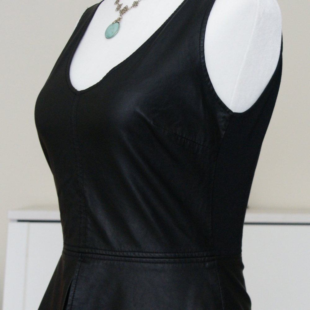 Sexy black faux leather peplum Zara top Sz S